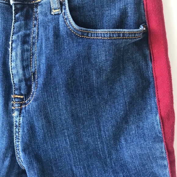 Forever twenty one red tuxedo stripe high rise raw hem cropped jeans Sz … - Picture 9 of 10